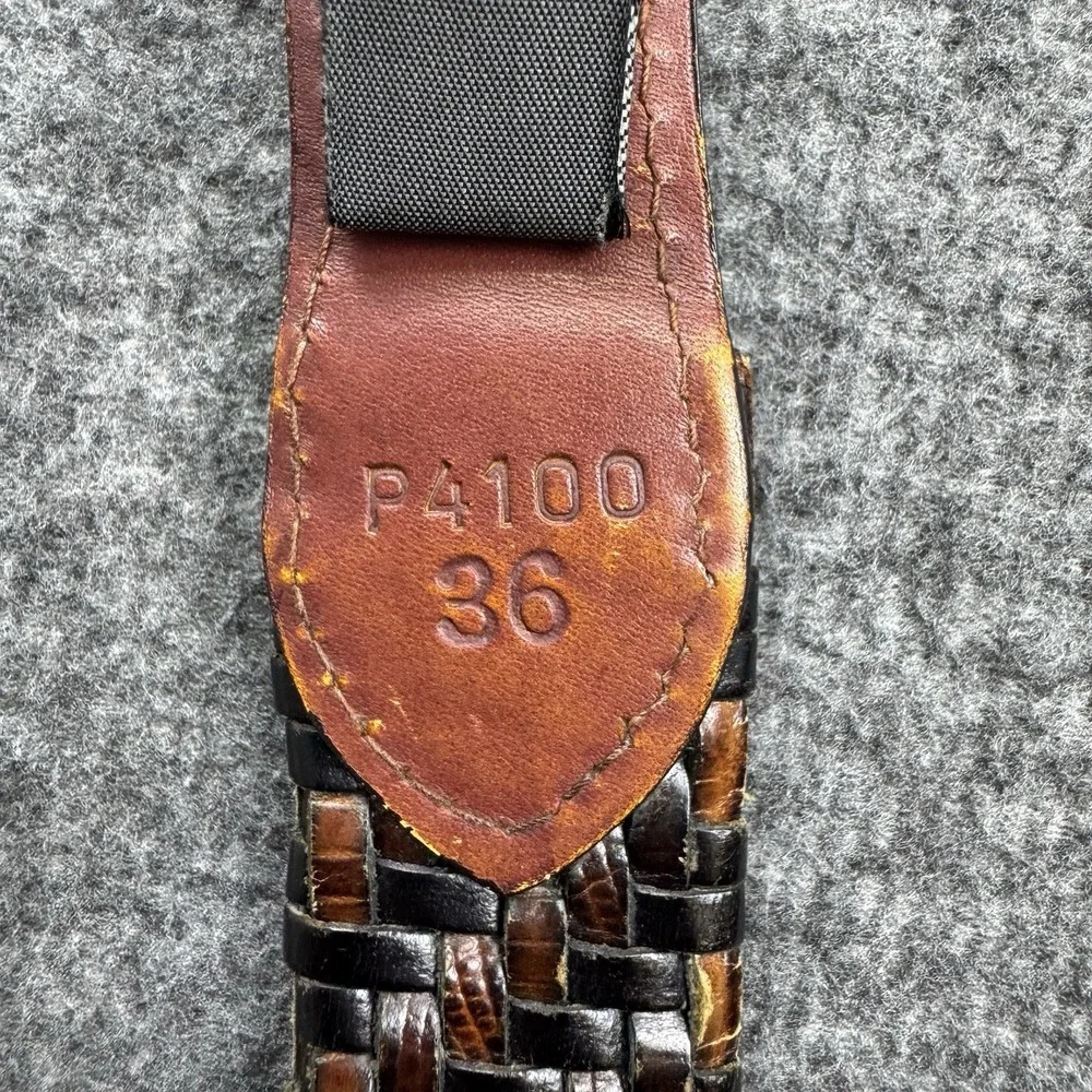 Brighton Brown & Black Leather Braided‎ Belt Size 36 Model P4100 *READ*
